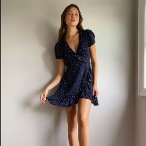 Aritzia Ruffle Polkadot Wrap Dress